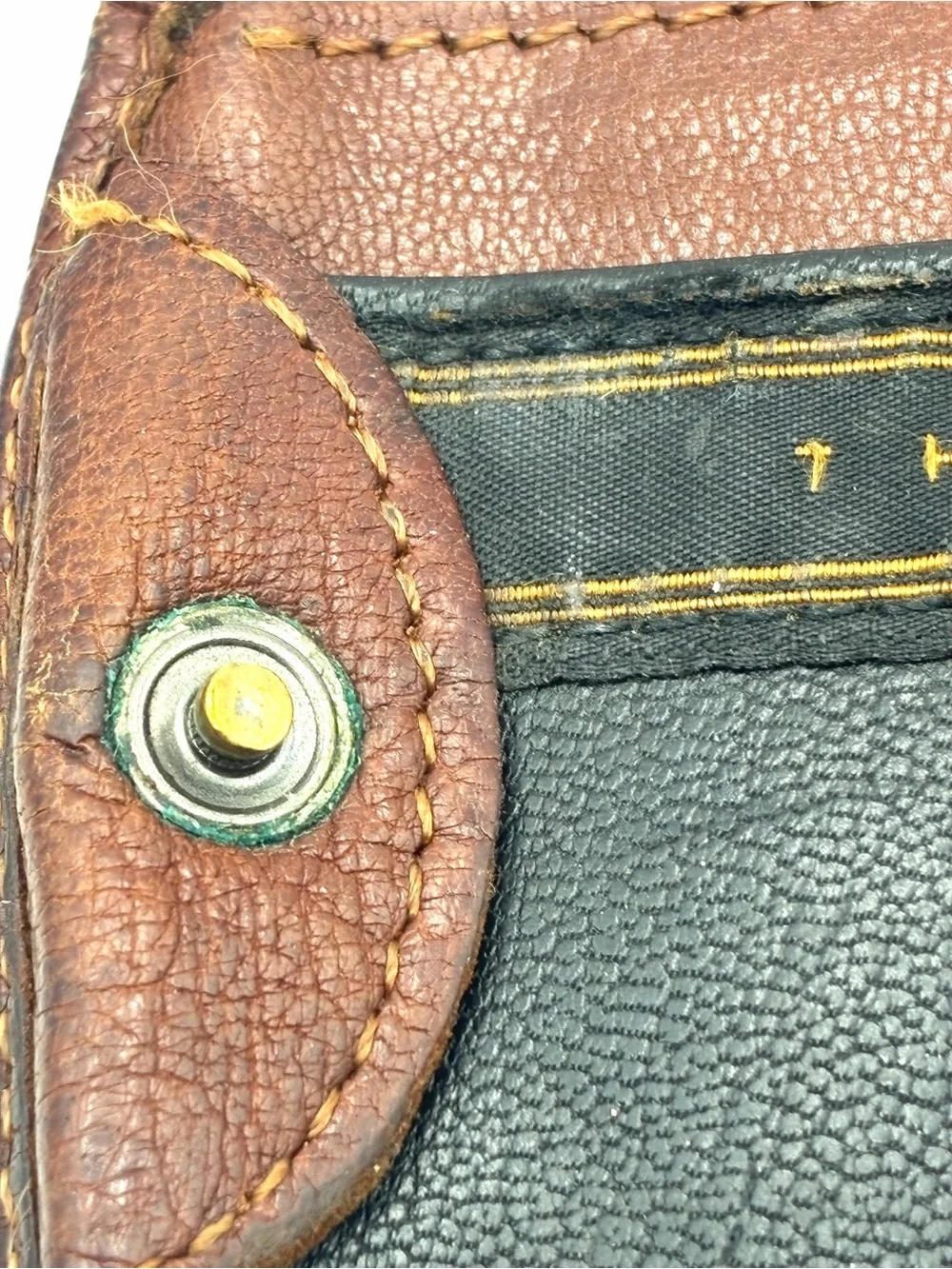 Vintage Original Taxi Wallet Brown Distressed Leather Coin Purse Snap Closure